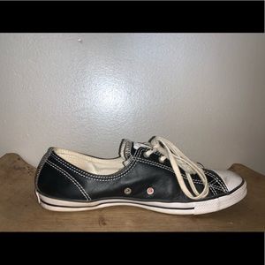Converse black leather low top